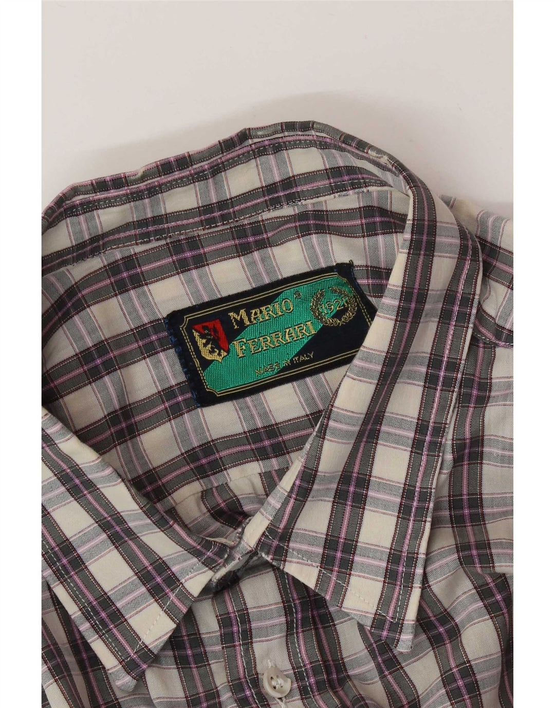 Camisa masculina de manga curta Mario Ferrari xadrez cinza médio