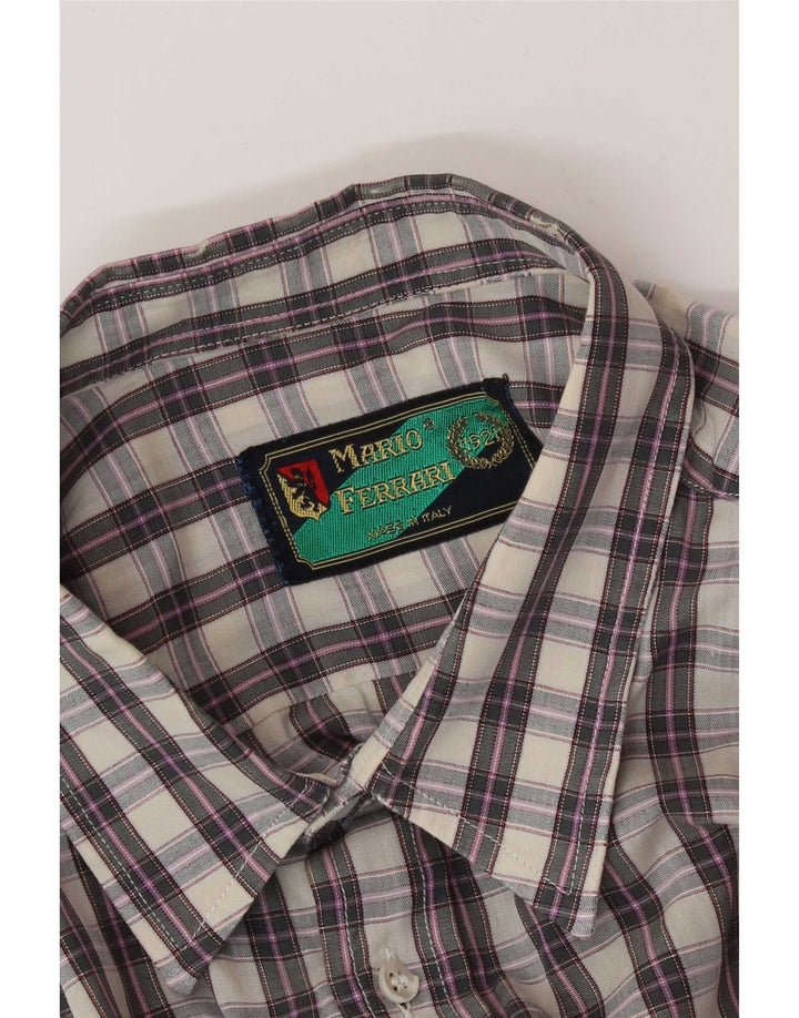 Camisa masculina de manga curta Mario Ferrari xadrez cinza médio