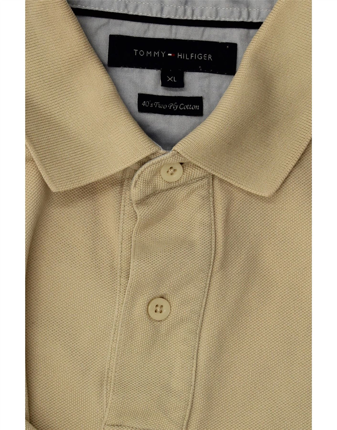 TOMMY HILFIGER Mens Polo Shirt XL Beige Cotton Vintage Tommy Hilfiger and Second-Hand Tommy Hilfiger from Messina Hembry 