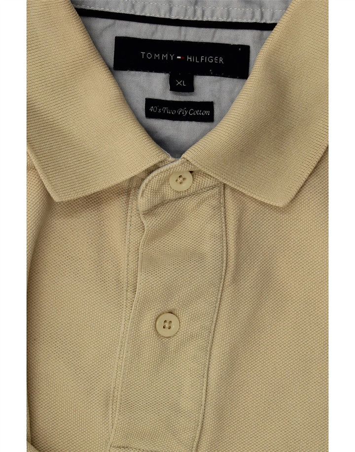 TOMMY HILFIGER Mens Polo Shirt XL Beige Cotton Vintage Tommy Hilfiger and Second-Hand Tommy Hilfiger from Messina Hembry 