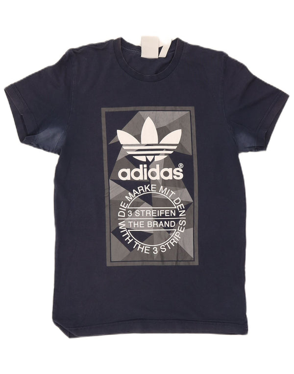 Adidas Mens Graphic T-Shirt Top Pequeno Algodão Azul Marinho