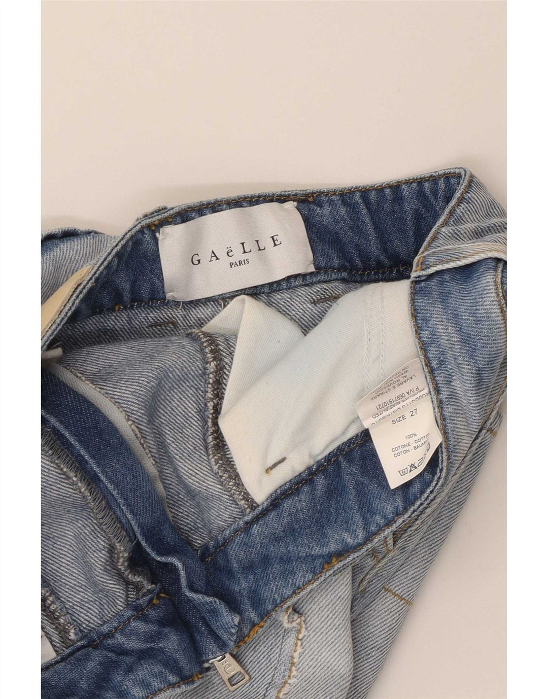 Saia jeans feminina Gaelle W27 algodão azul pequeno
