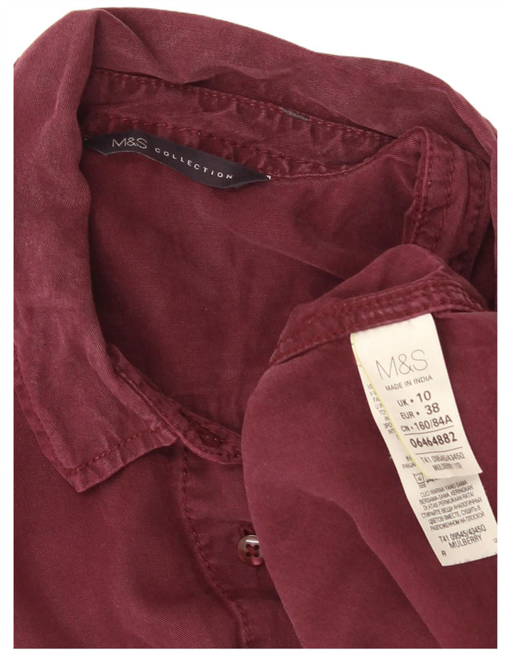 Camisa jeans feminina Marks & Spencer Reino Unido 10 pequena Borgonha Lyocell