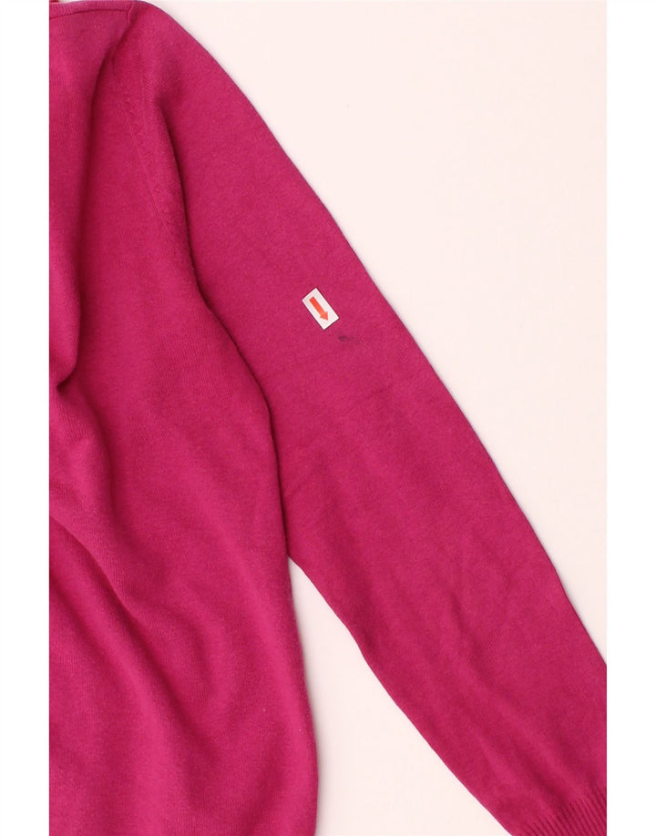 BENETTON Womens Crop Cardigan Sweater UK 10 Small Pink Cotton Vintage Benetton and Second-Hand Benetton from Messina Hembry 