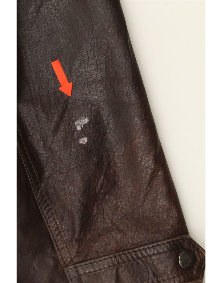L.LAMBERTAZZI Mens Leather Jacket IT 52 XL Brown Leather Vintage L.Lambertazzi and Second-Hand L.Lambertazzi from Messina Hembry 