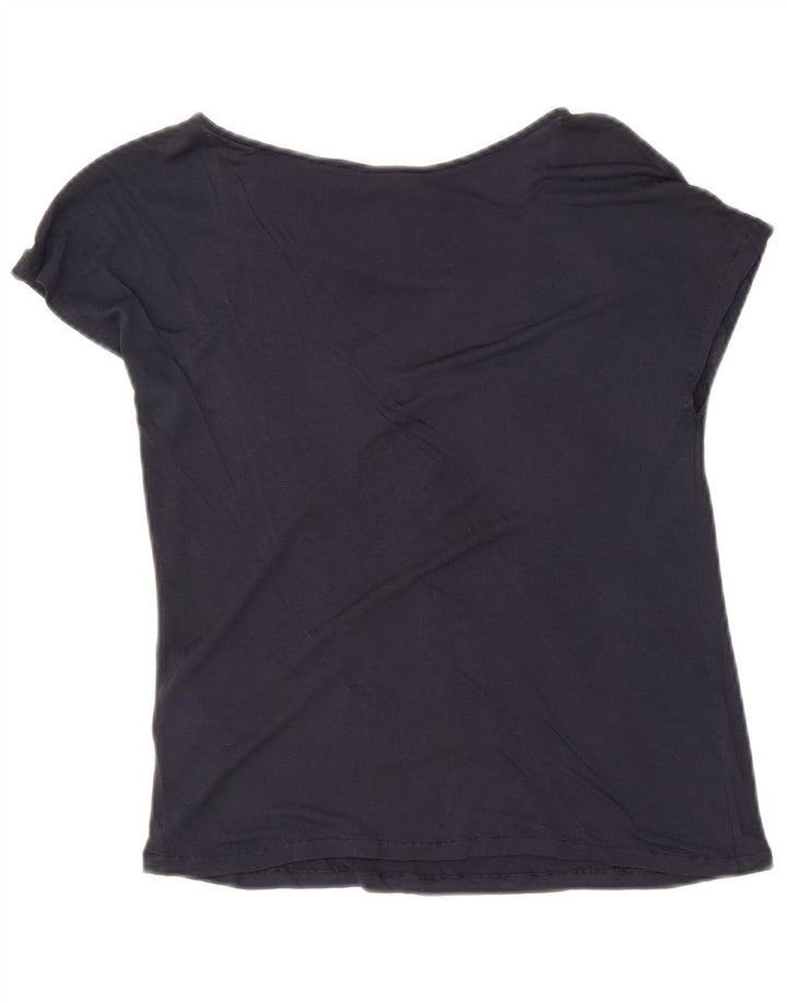 Blusa feminina Max & Co. Reino Unido 8 pequena viscose azul marinho