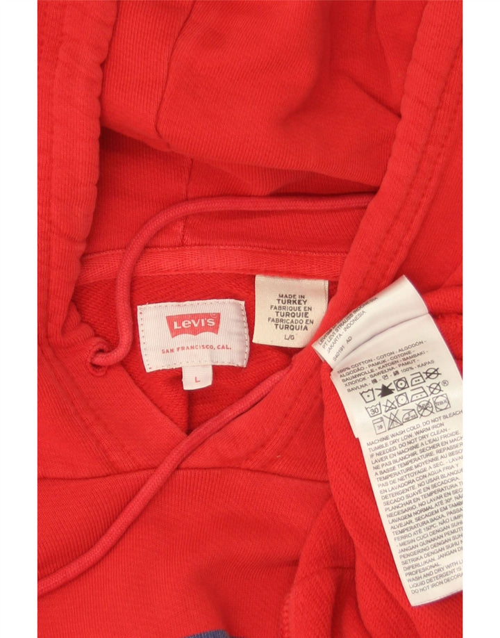 Suéter com capuz gráfico masculino Levi's grande algodão vermelho