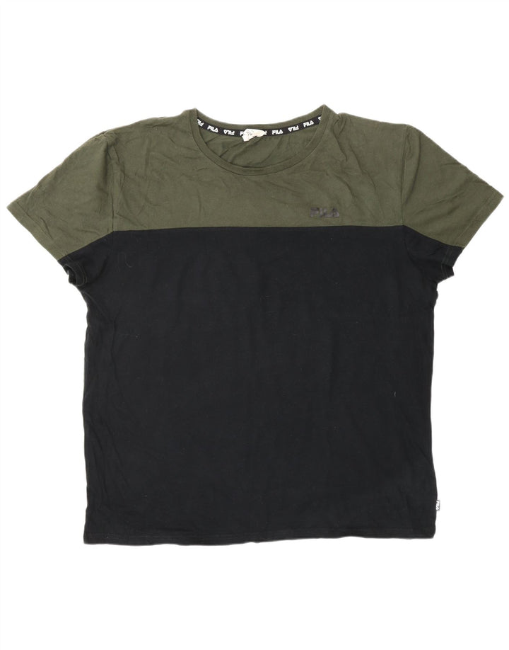 Camiseta masculina Fila Top 2XL algodão colorblock preto