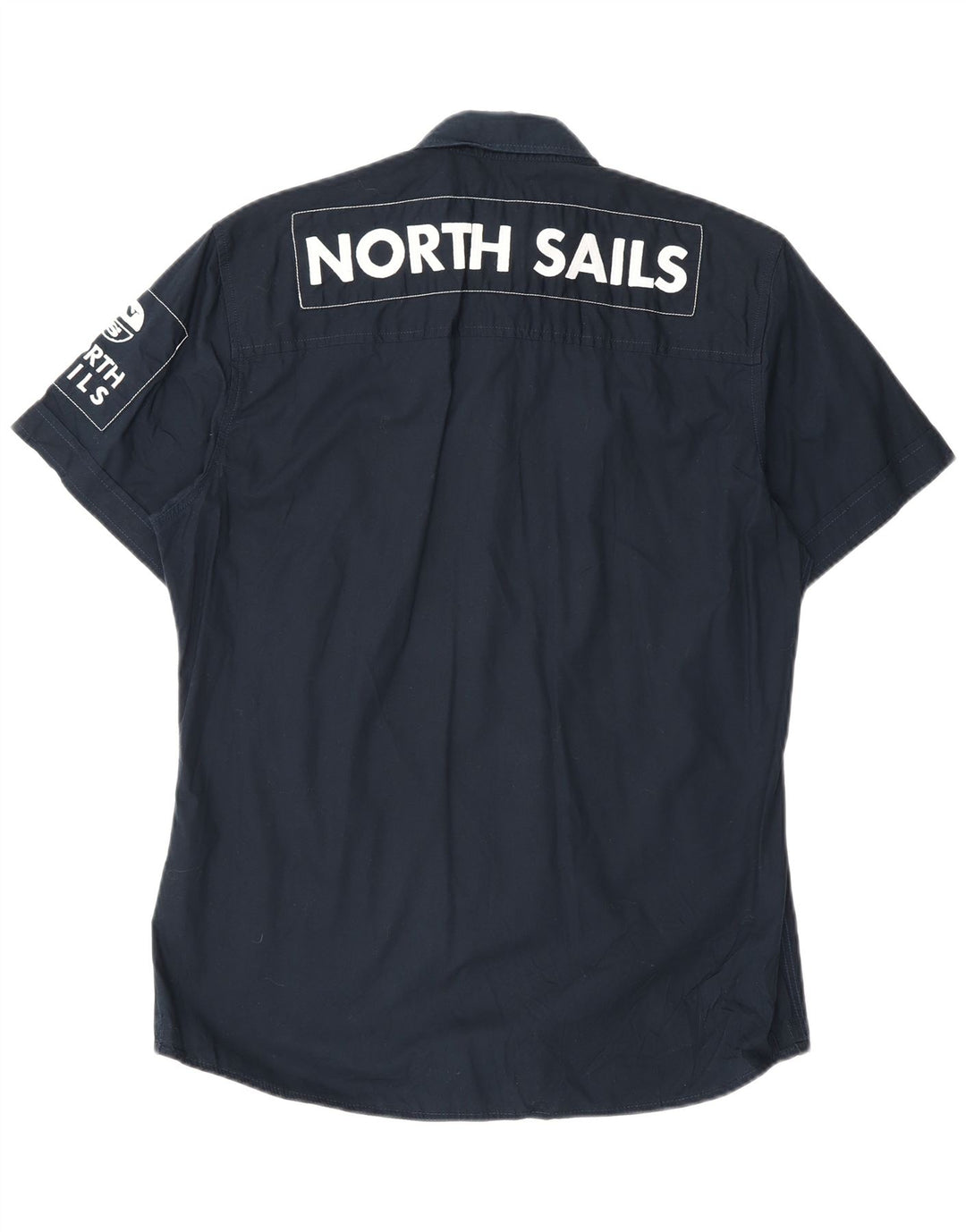 Camisa masculina estampada de manga curta North Sails algodão azul marinho médio