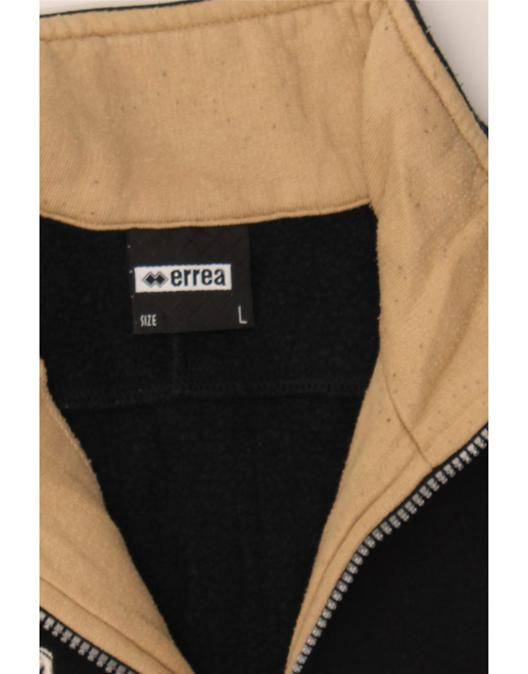 ERREA Mens Zip Neck Sweatshirt Jumper Large Black Cotton Vintage Errea and Second-Hand Errea from Messina Hembry 