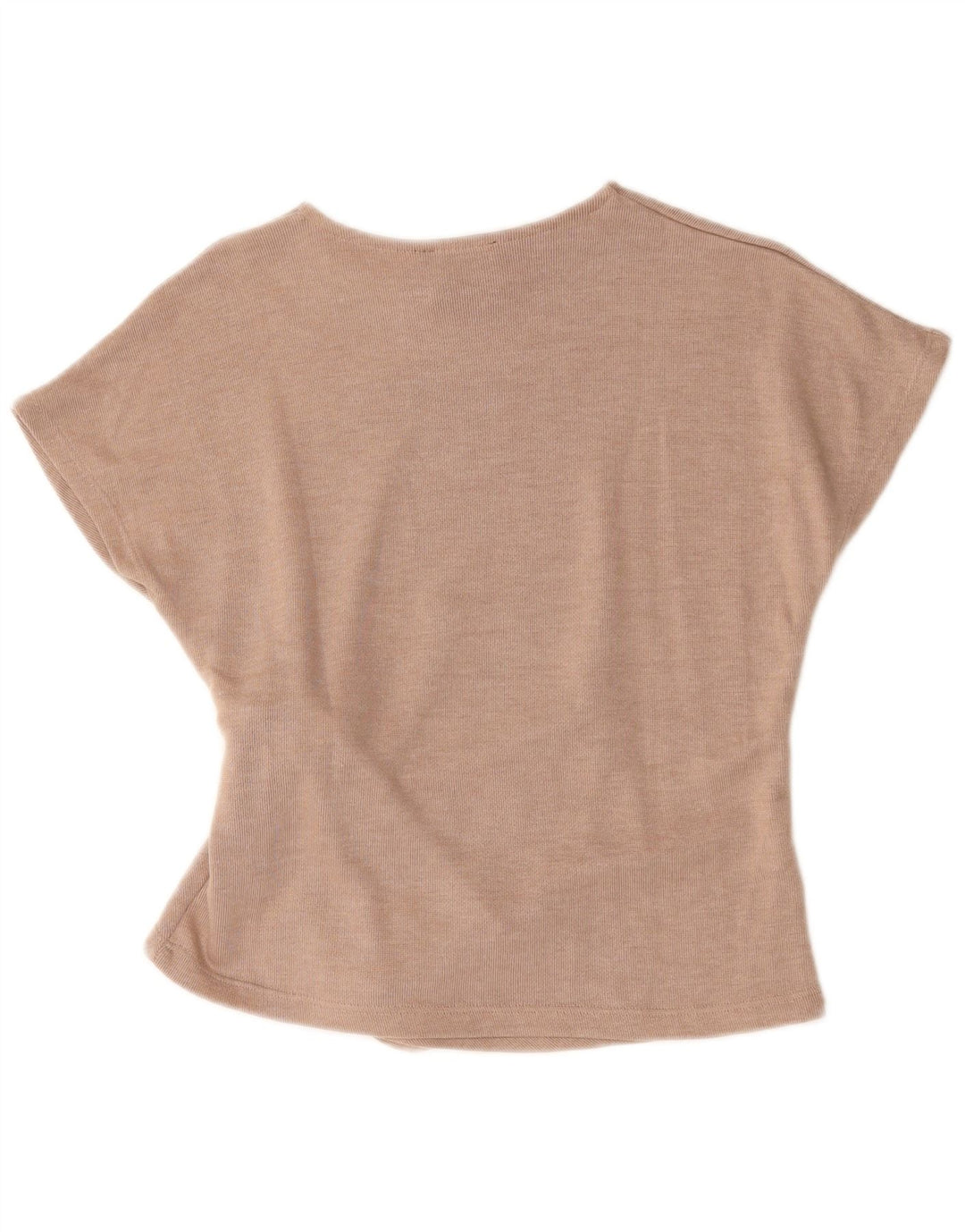Blusa feminina Zara com gravata frontal UK 10 poliéster bege pequeno