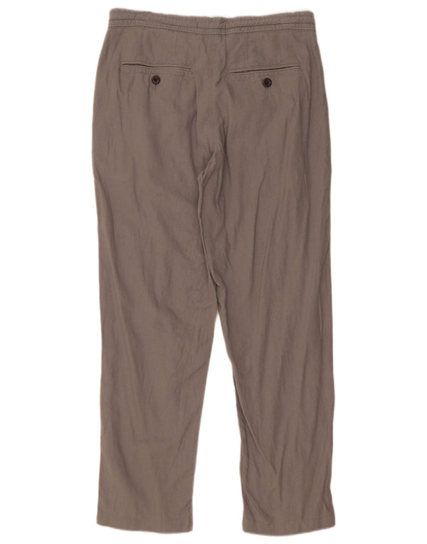 Calça chino reta feminina Marks & Spencer W30 L27 linho cinza