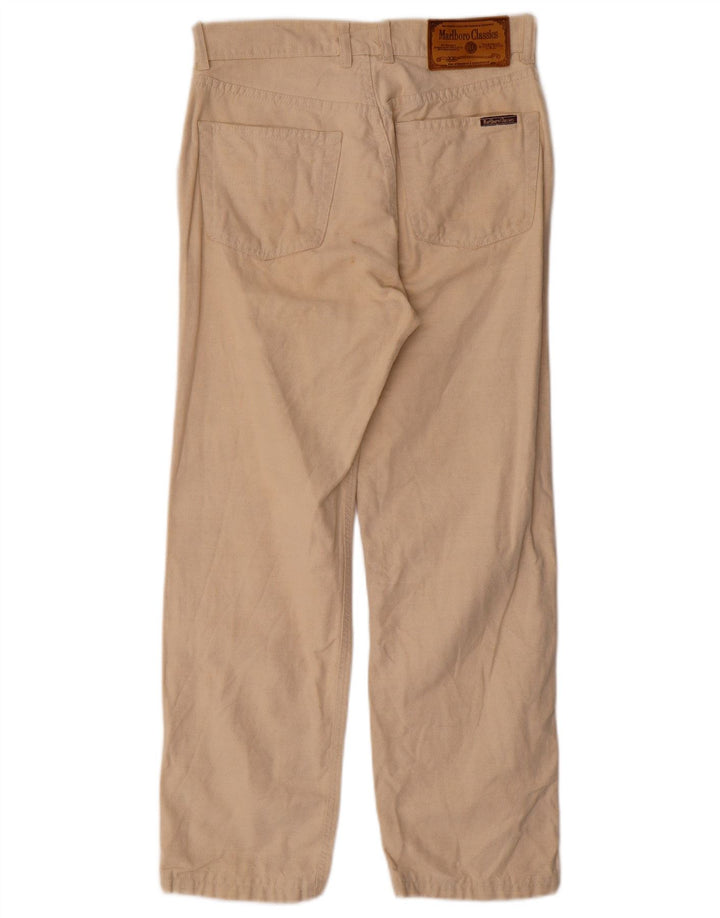 MARLBORO CLASSICS Calça masculina reta casual W30 L34 algodão bege