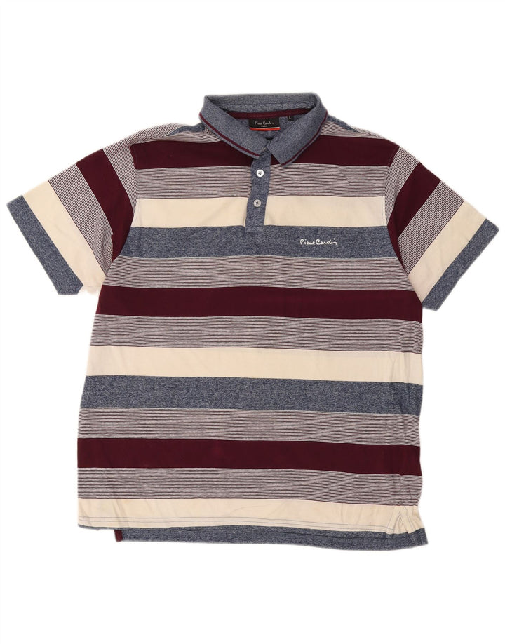 Camisa polo masculina Pierre Cardin grande algodão listrado multicolorido