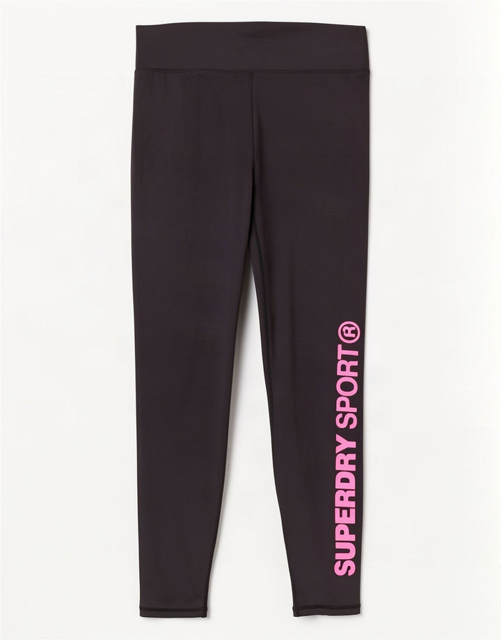 Leggings gráficas femininas Superdry UK 14 grande poliéster preto