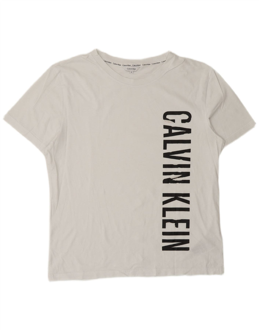 CALVIN KLEIN Camiseta masculina gráfica Top médio algodão branco