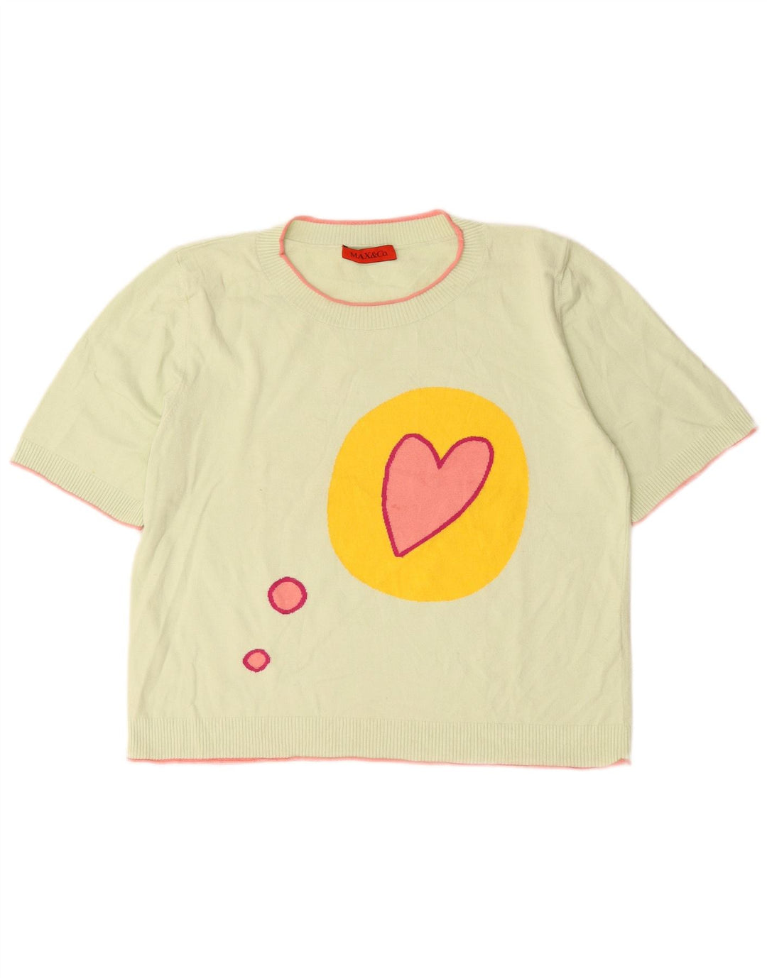 Blusa feminina de malha gráfica Max & Co. Reino Unido 16 grande verde
