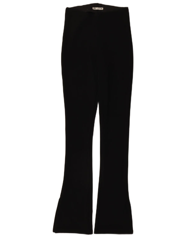 Zara Calça Feminina Flare Casual Pequena W26 L32 Poliéster Preto