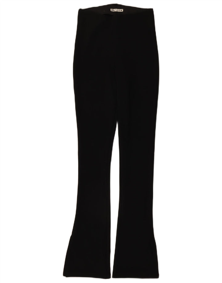 Zara Calça Feminina Flare Casual Pequena W26 L32 Poliéster Preto