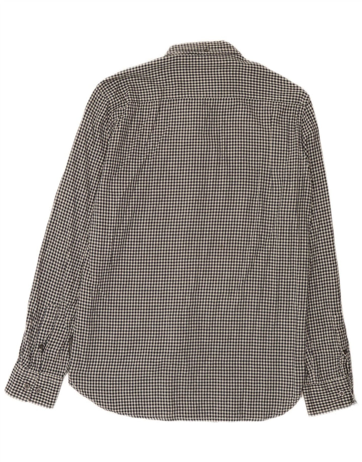 Camisa masculina French Connection de algodão guingão preto médio