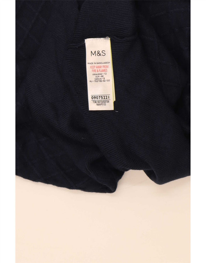 Suéter feminino Marks & Spencer com gola redonda Reino Unido 12 médio azul marinho