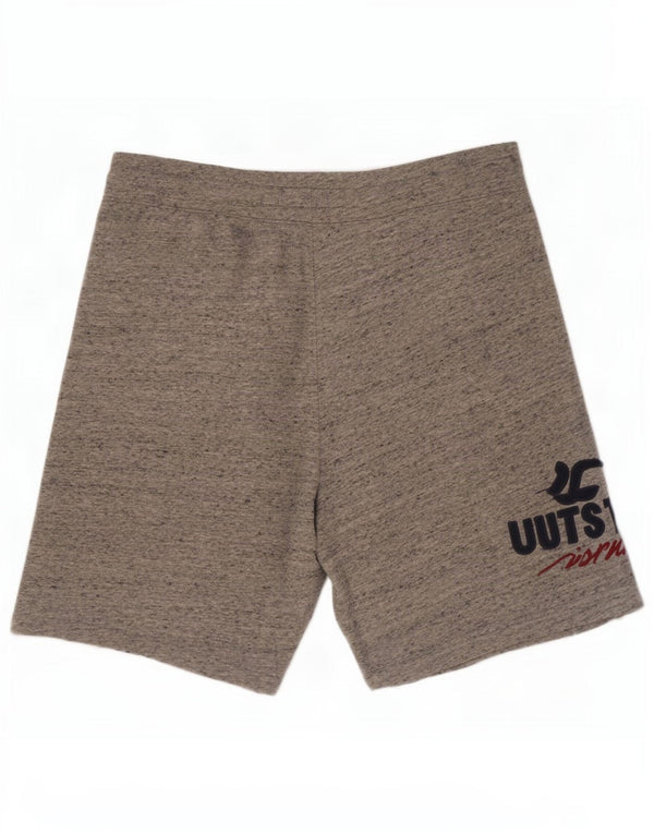 Shorts esportivos gráficos masculinos Hollister de algodão manchado cinza médio
