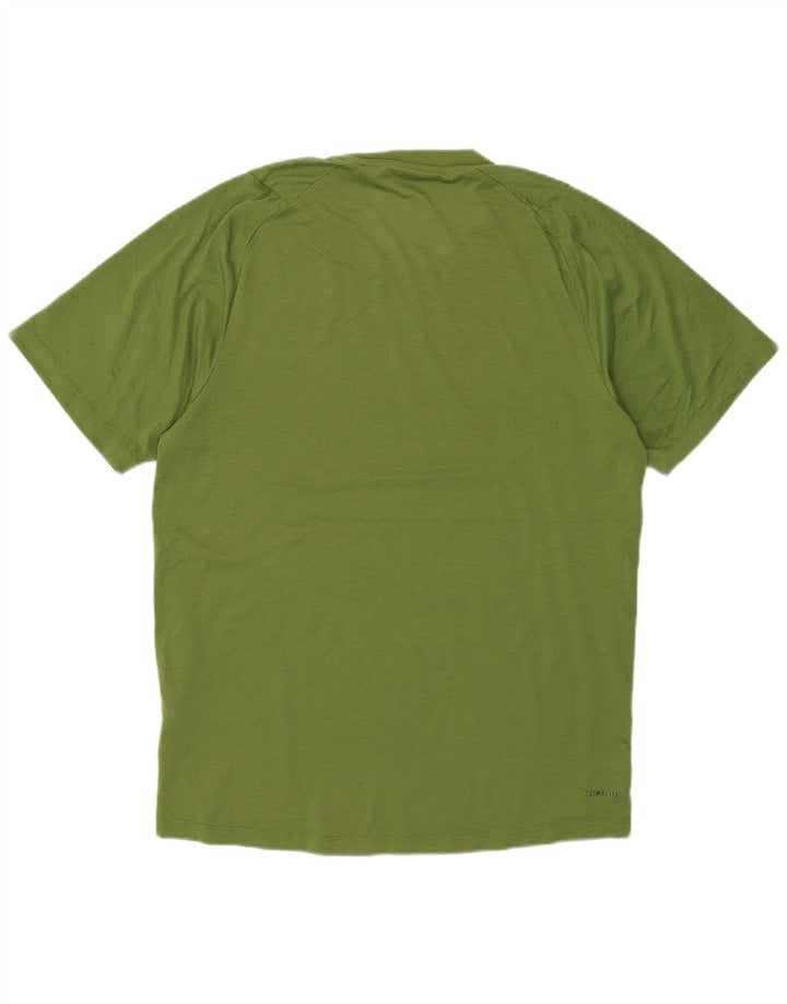 Adidas Mens Climalite Camiseta Top Pequeno Algodão Verde