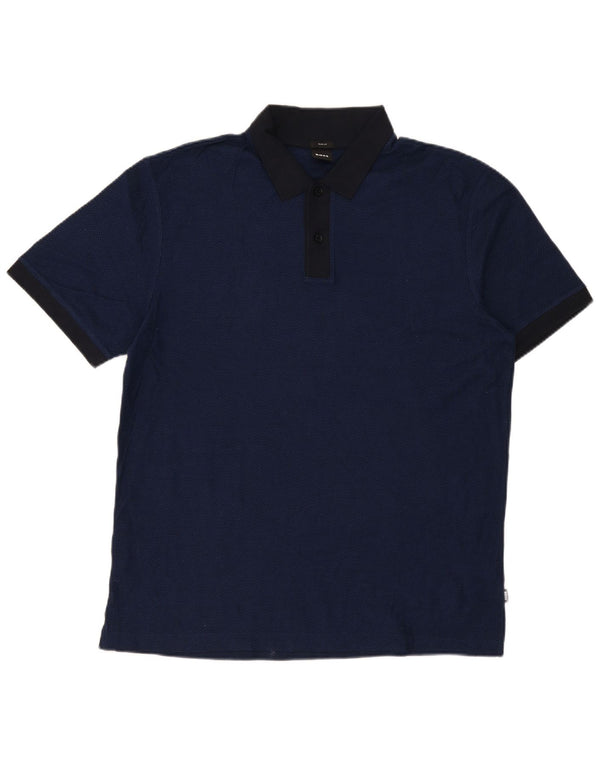Camisa polo masculina Hugo Boss Slim Fit 2XL algodão azul marinho