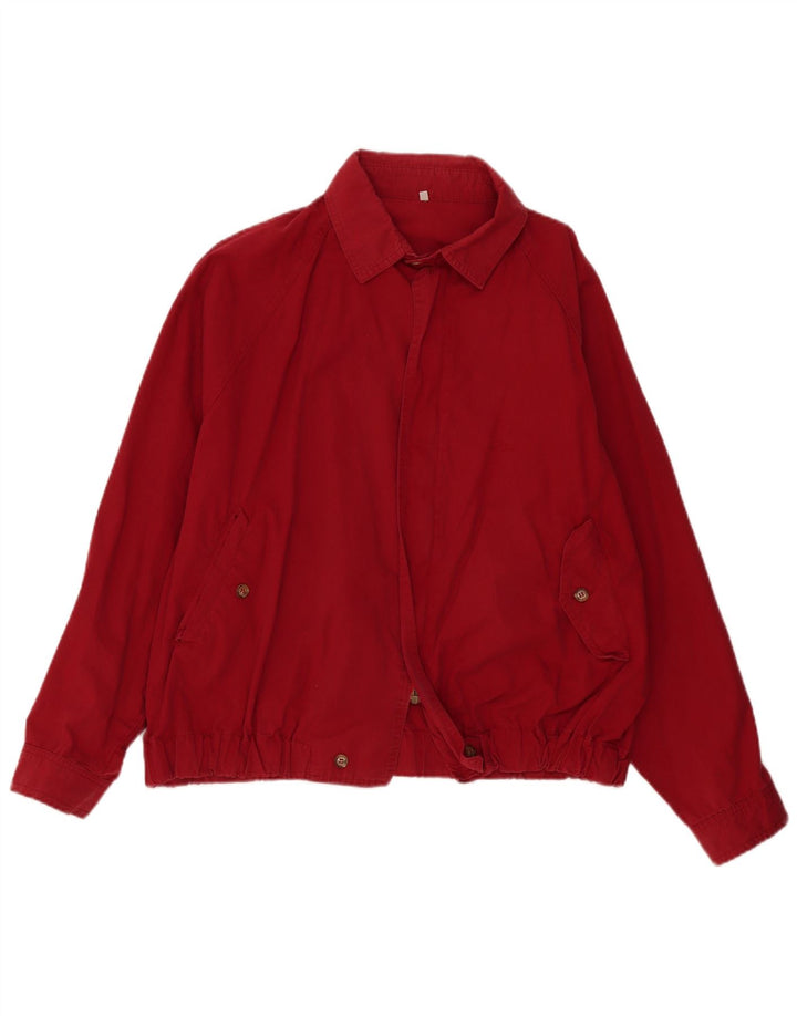 James Dillon Mens Loose Fit Bomber Jacket Reino Unido 38 Algodão Vermelho Médio