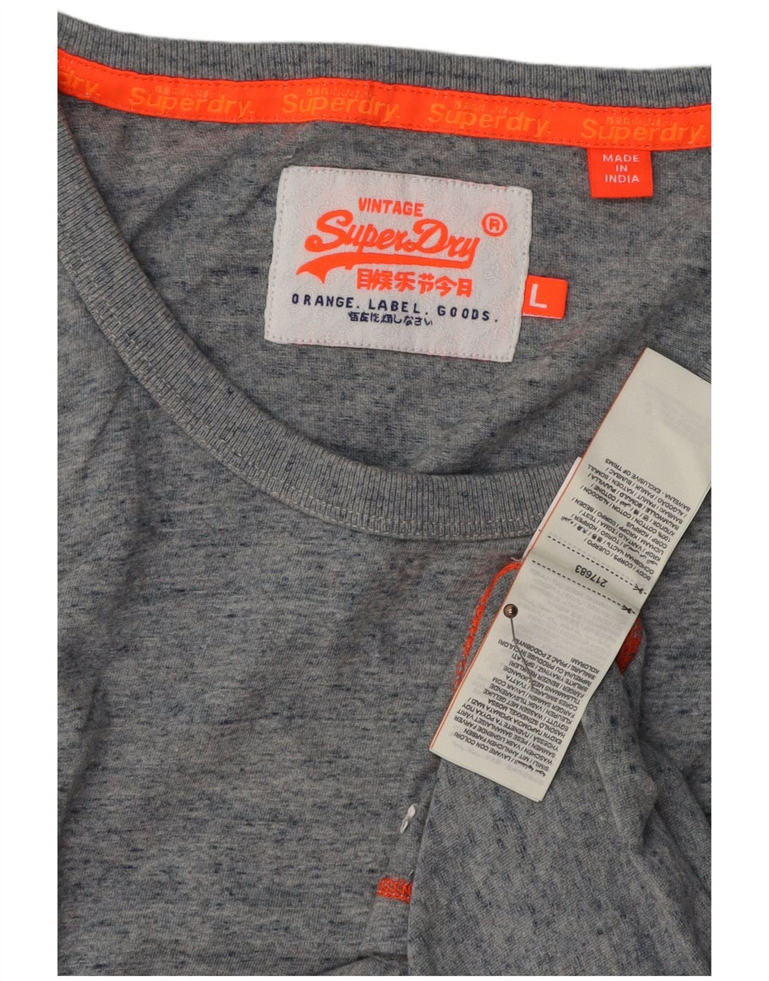 Colete masculino SUPERDRY grande algodão manchado cinza