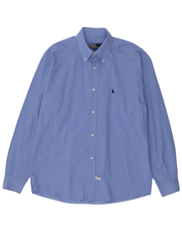 Polo Ralph Lauren Camisa masculina tamanho 17 1/2 XL algodão azul
