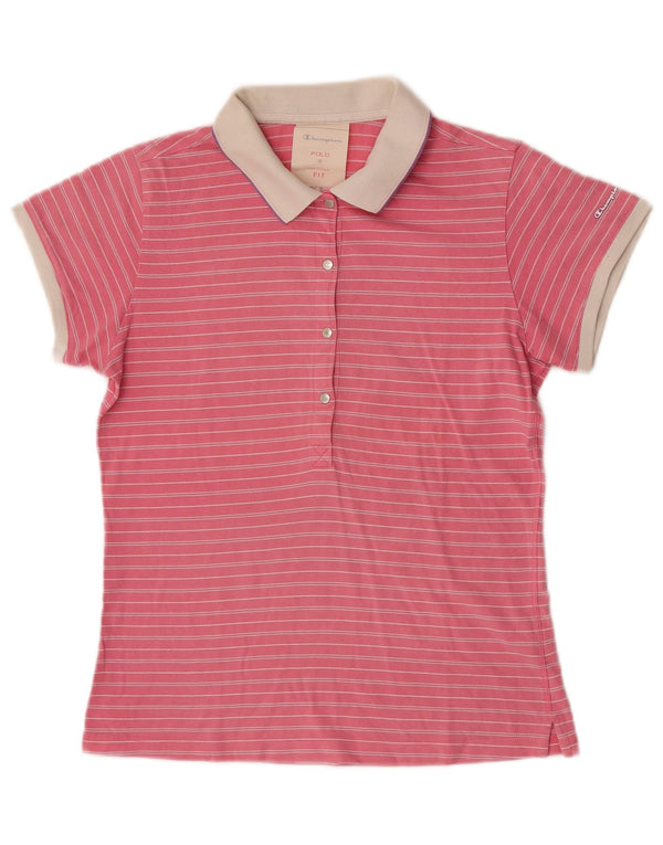 Camisa polo feminina Champion Heritage Fit 13-14 anos XL algodão listrado rosa