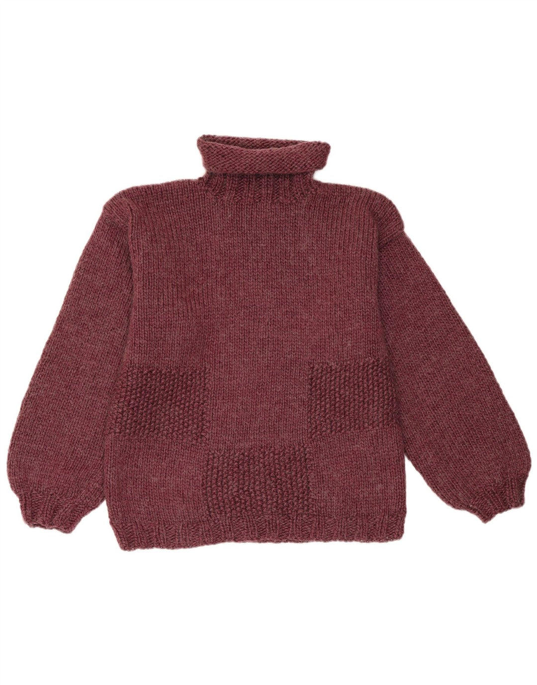 Suéter feminino vintage com gola redonda Reino Unido 14 Médio Borgonha