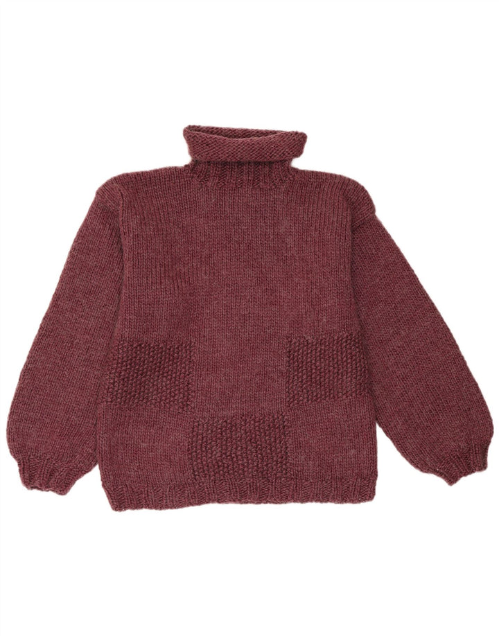 Suéter feminino vintage com gola redonda Reino Unido 14 Médio Borgonha