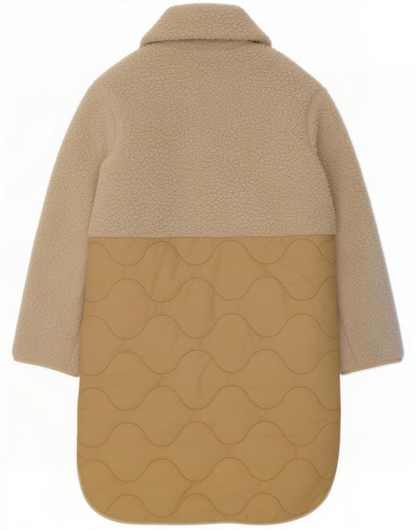 Casaco acolchoado grande feminino Abercrombie & Fitch Reino Unido 6 XS Bege Colourblock