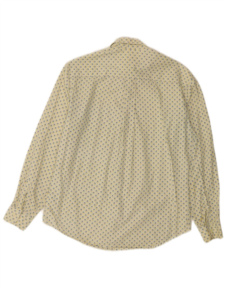 UNIFORM Camisa feminina solta com padrão abstrato Reino Unido 14 algodão amarelo médio