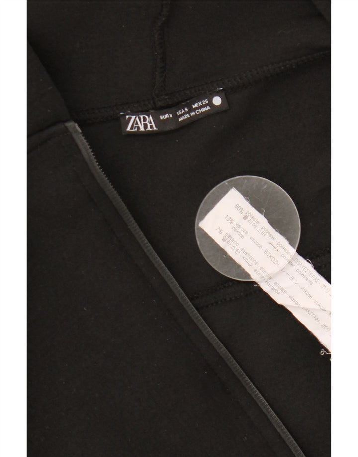 Suéter feminino Zara com capuz e zíper grande Reino Unido 10 pequeno poliéster preto