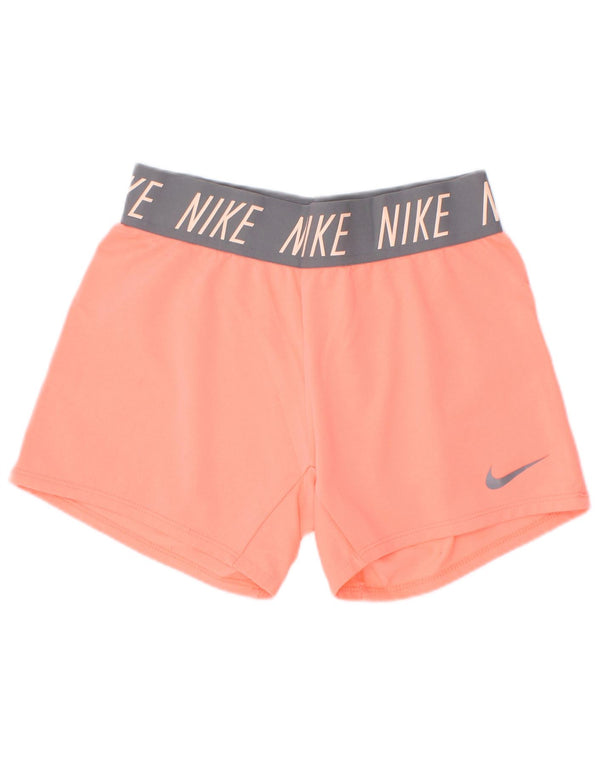 Shorts esportivos gráficos Nike Girls Dri Fit 10-11 anos médio rosa colorblock