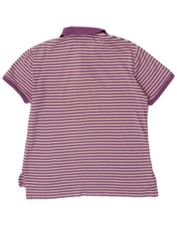 Polo Ralph Lauren Mens Custom Fit Camisa Grande Algodão Listrado Roxo
