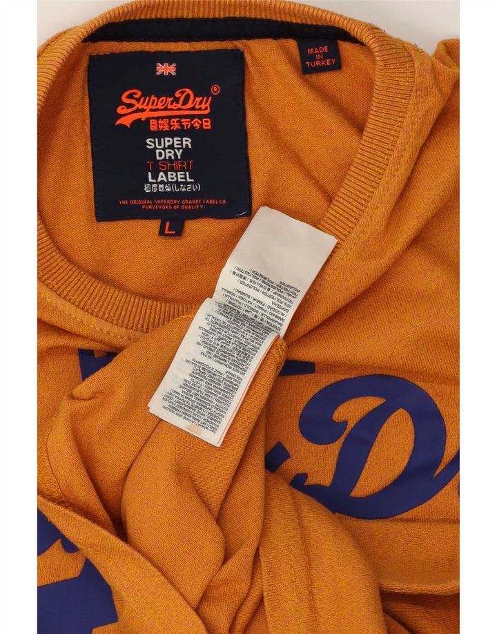 Camiseta masculina Superdry com estampa gráfica grande algodão laranja