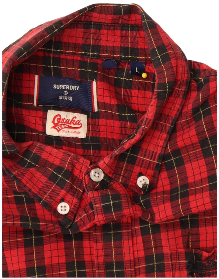 Camisa masculina de flanela Superdry grande algodão xadrez vermelho