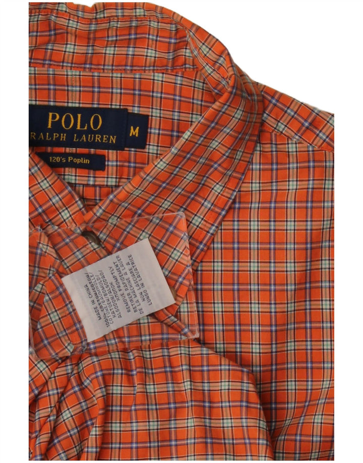 Camisa masculina POLO RALPH LAUREN algodão xadrez laranja médio