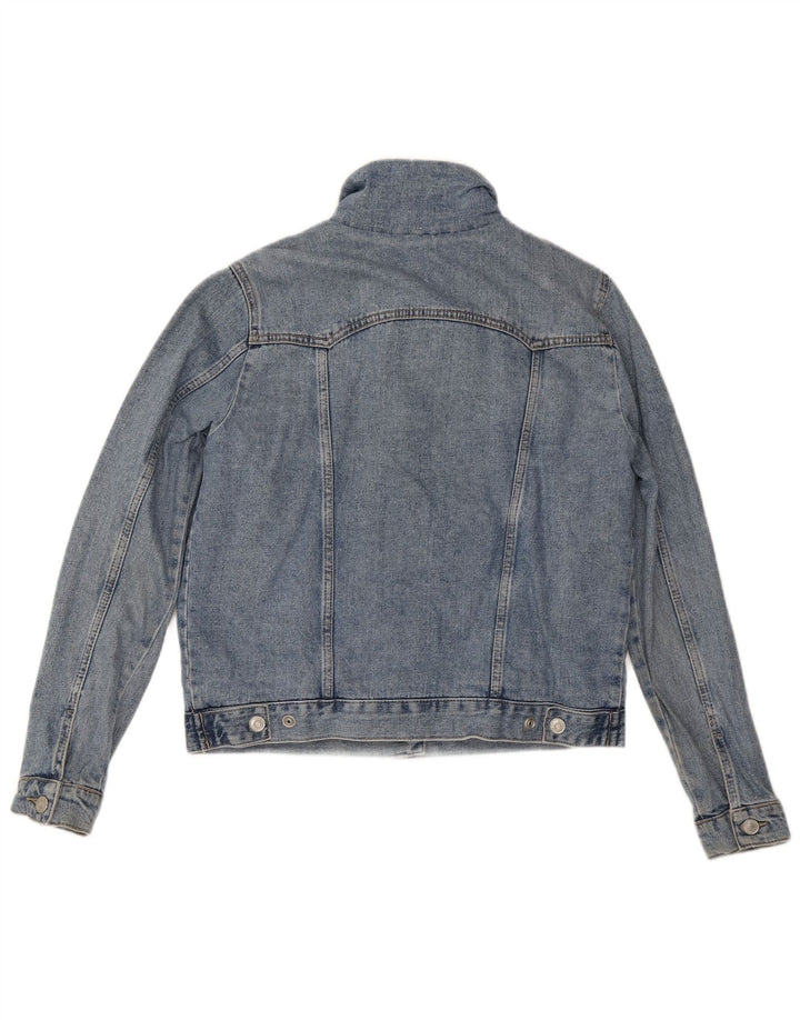 Jaqueta jeans Sherpa feminina Topshop Reino Unido 12 algodão azul médio