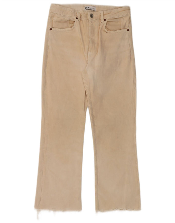 Calça casual feminina Zara Bootcut EU 40 Médio W30 L26 Bege