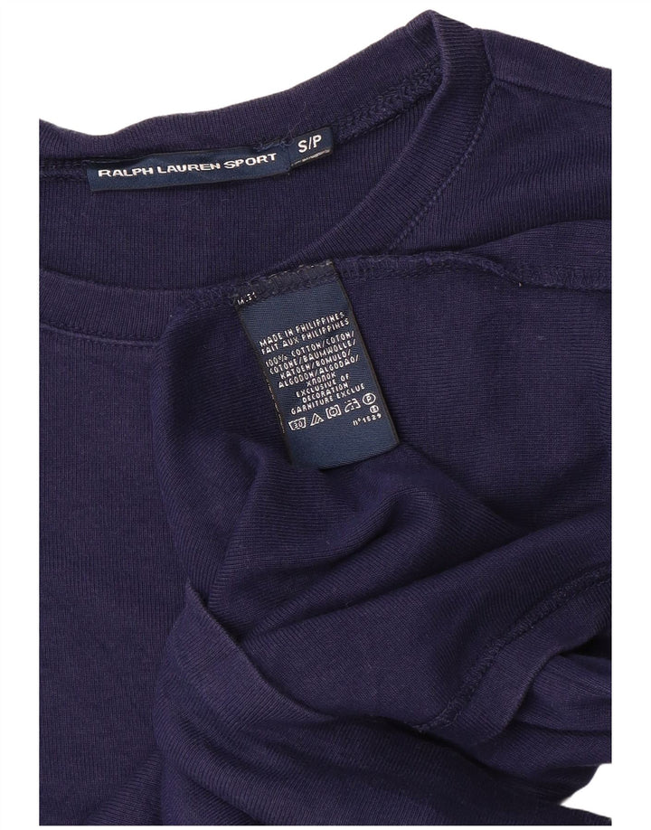 Top feminino RALPH LAUREN manga comprida Reino Unido 10 pequeno algodão azul marinho