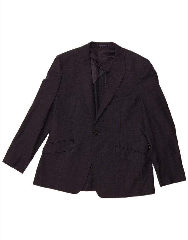 Jaqueta blazer masculina Reiss com 1 botão Reino Unido 42 XL azul marinho xadrez lã