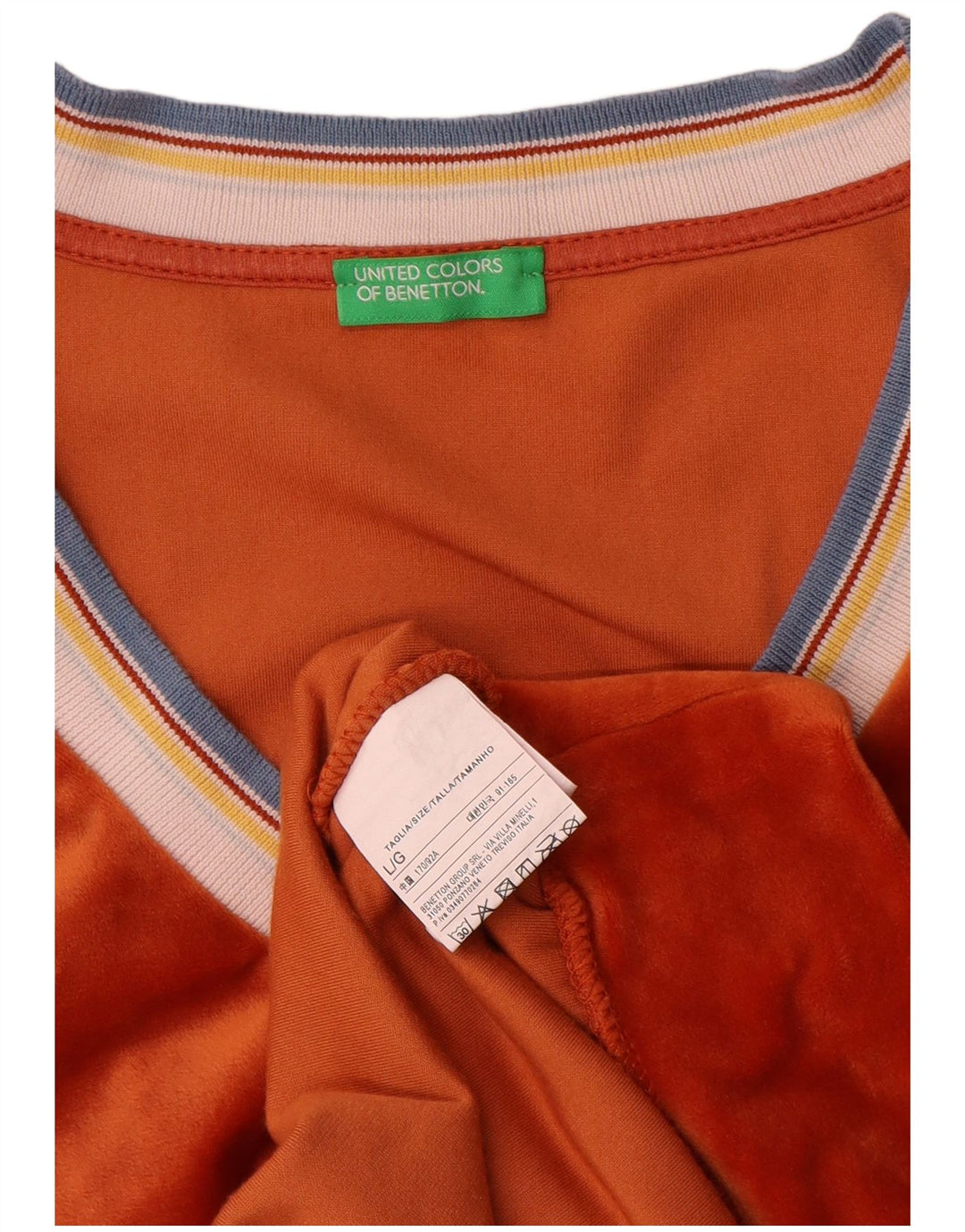 Blusa oversized feminina de veludo Benetton Reino Unido 16 grande poliéster laranja