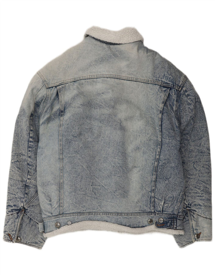 Jaqueta jeans masculina Parfois Sherpa Reino Unido 40 grande algodão azul