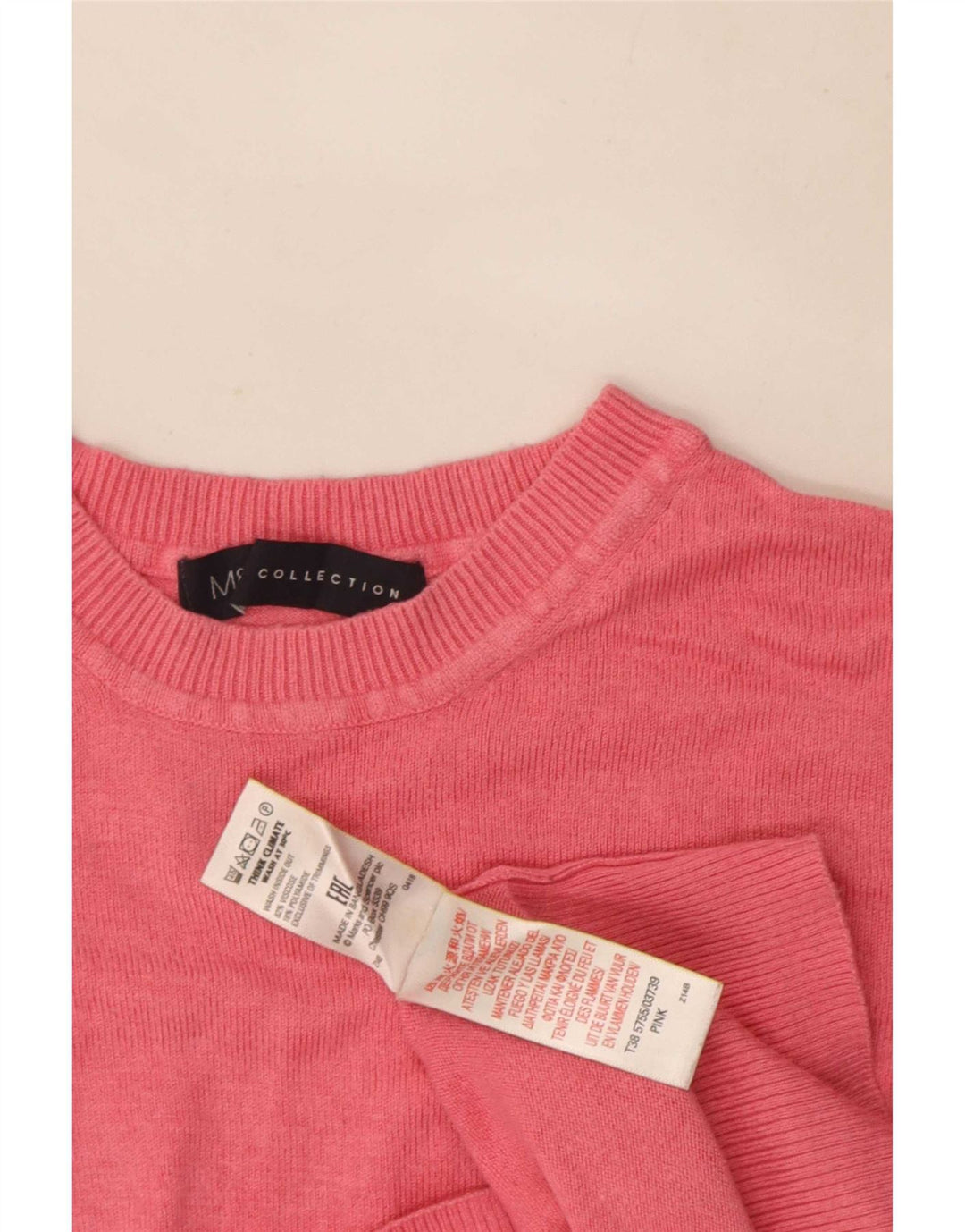 Suéter feminino Marks & Spencer com gola redonda Reino Unido 8 pequeno rosa