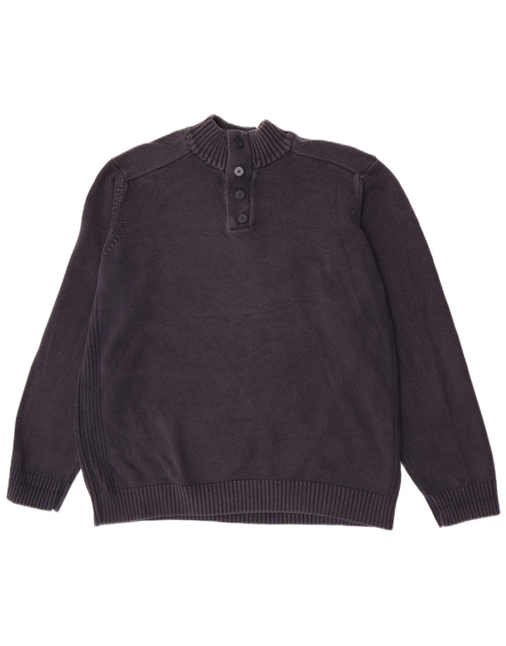 Suéter masculino Marks & Spencer Blue Harbor com botão e gola XL algodão marinho